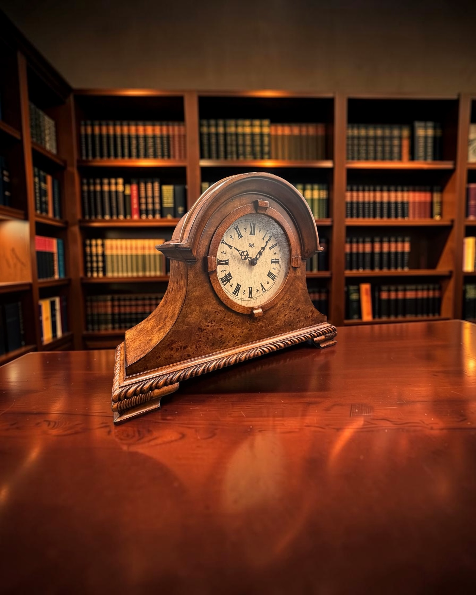 Vintage Sligh Quartz Mantel Clock Hermle Dual Chime Westminster Ave Maria Auto Night Shutoff