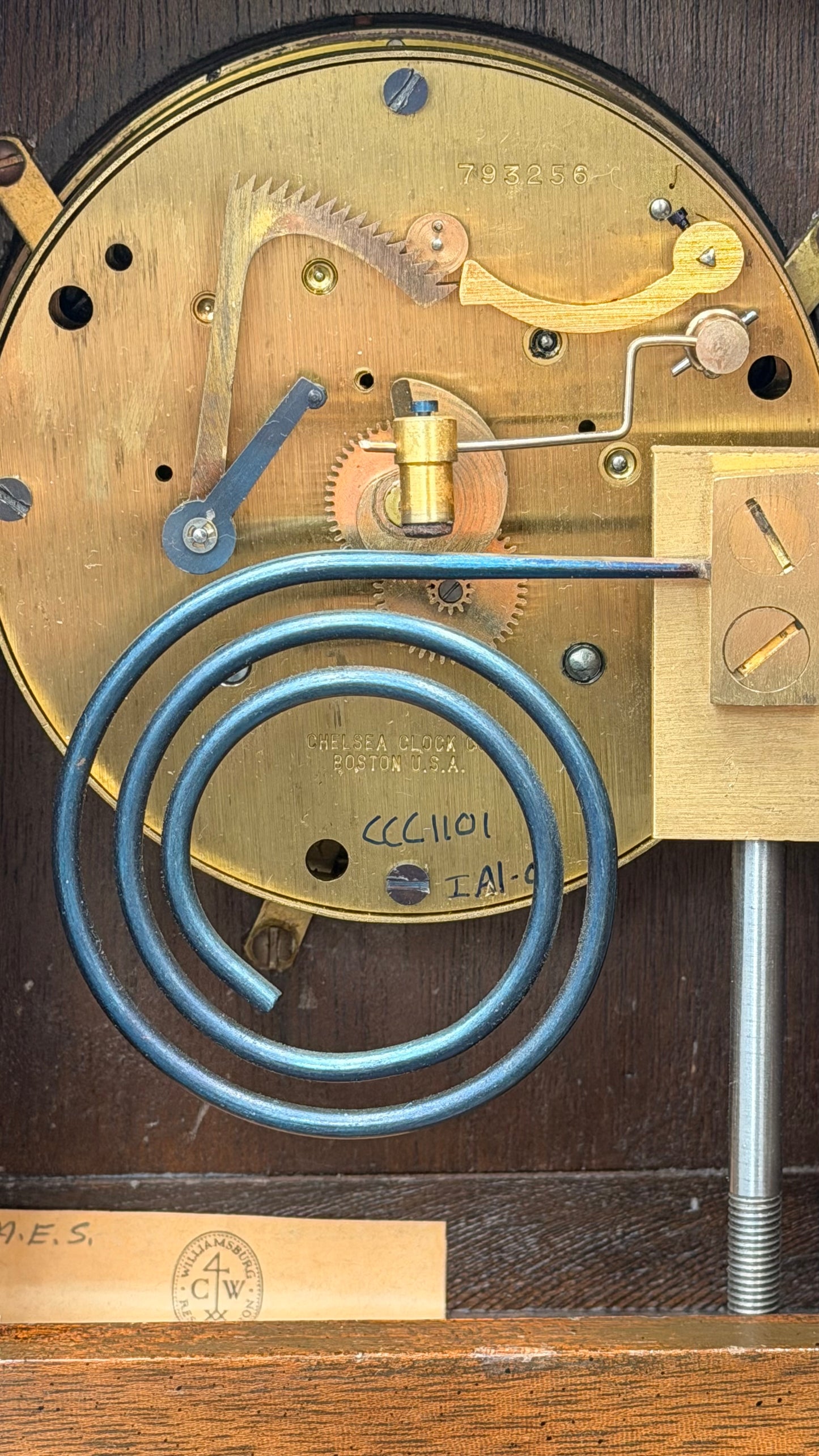 Chelsea Williamsburg Restoration Wythe House Mantel Clock Working Perfectly With Original Key