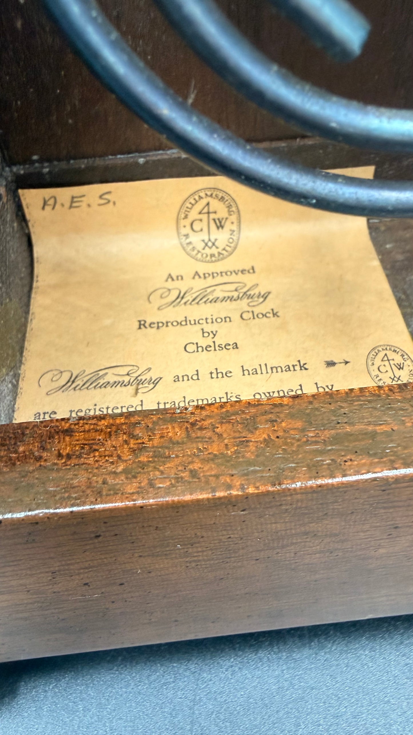 Chelsea Williamsburg Restoration Wythe House Mantel Clock Working Perfectly With Original Key
