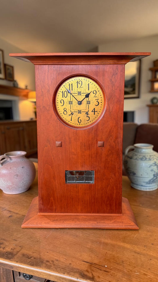 Stickley Prairie Mantel Clock Kieninger Mechanical Movement Mission Arts Crafts Shelf Clock