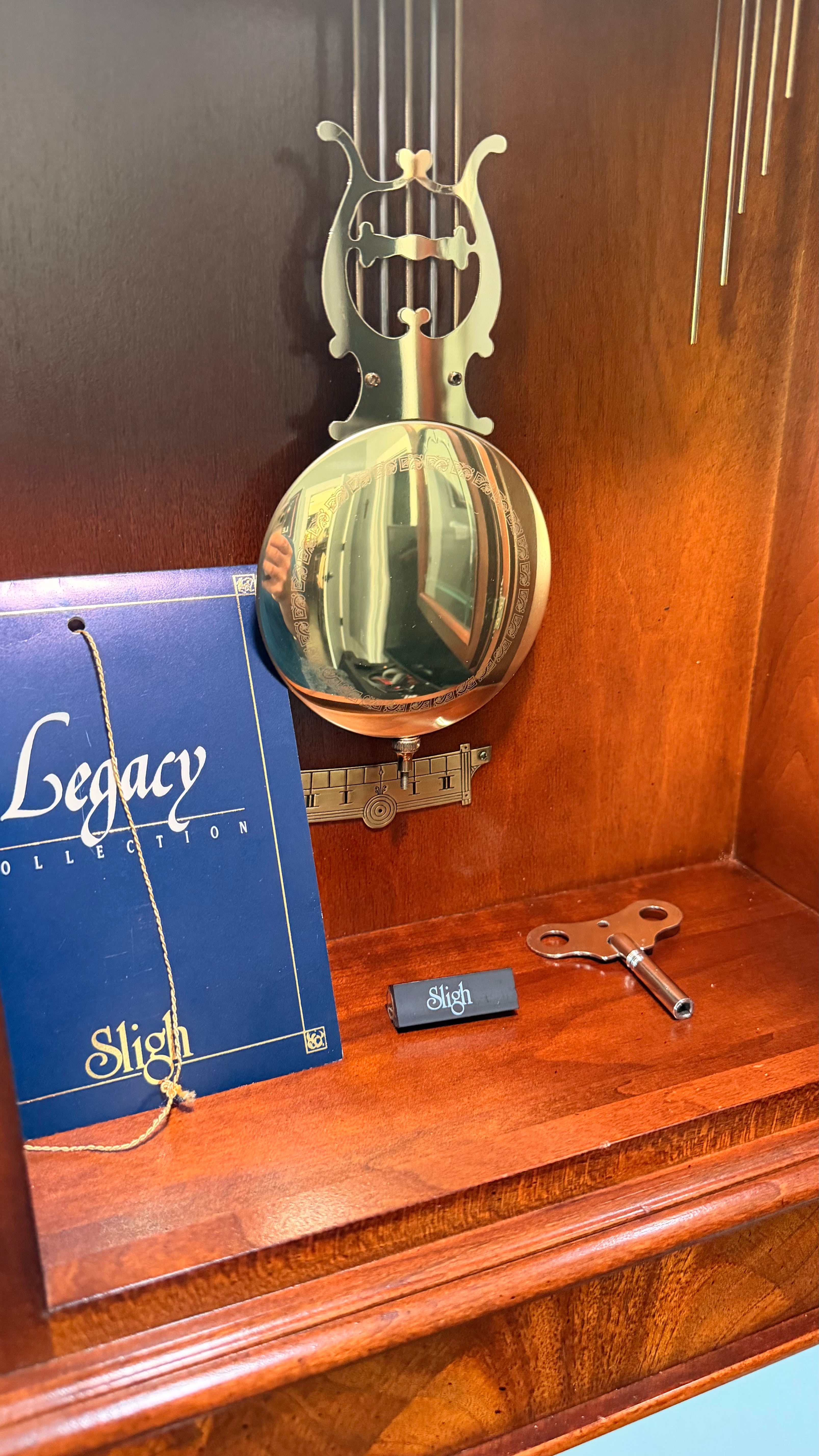 Sligh Legacy Series Triple Chime Wall Clock Moon Dial Hermle 1051-030 Movement