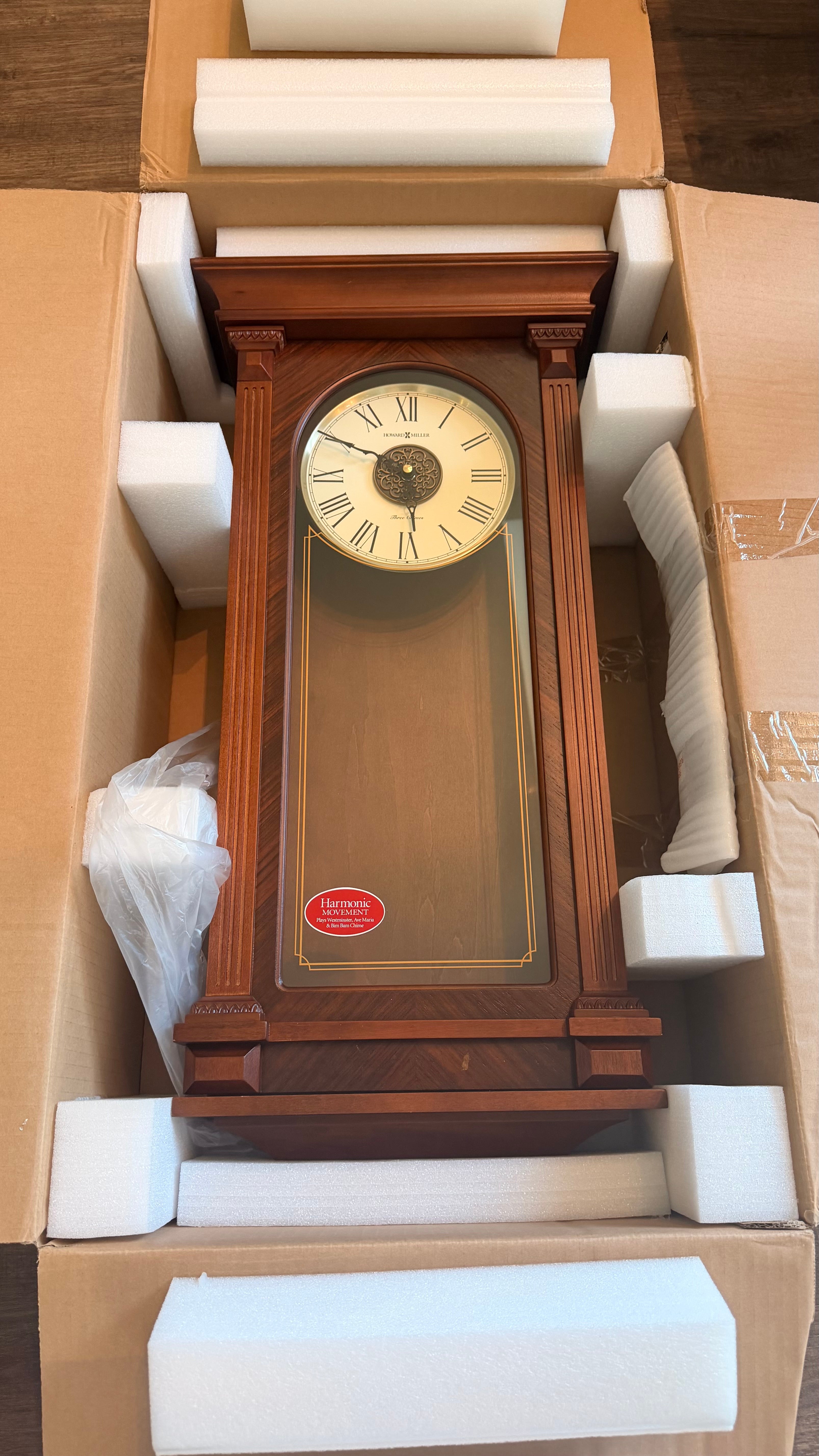 Howard Miller Sinclair 625-524 Wall Clock – NOS Triple Chime Quartz