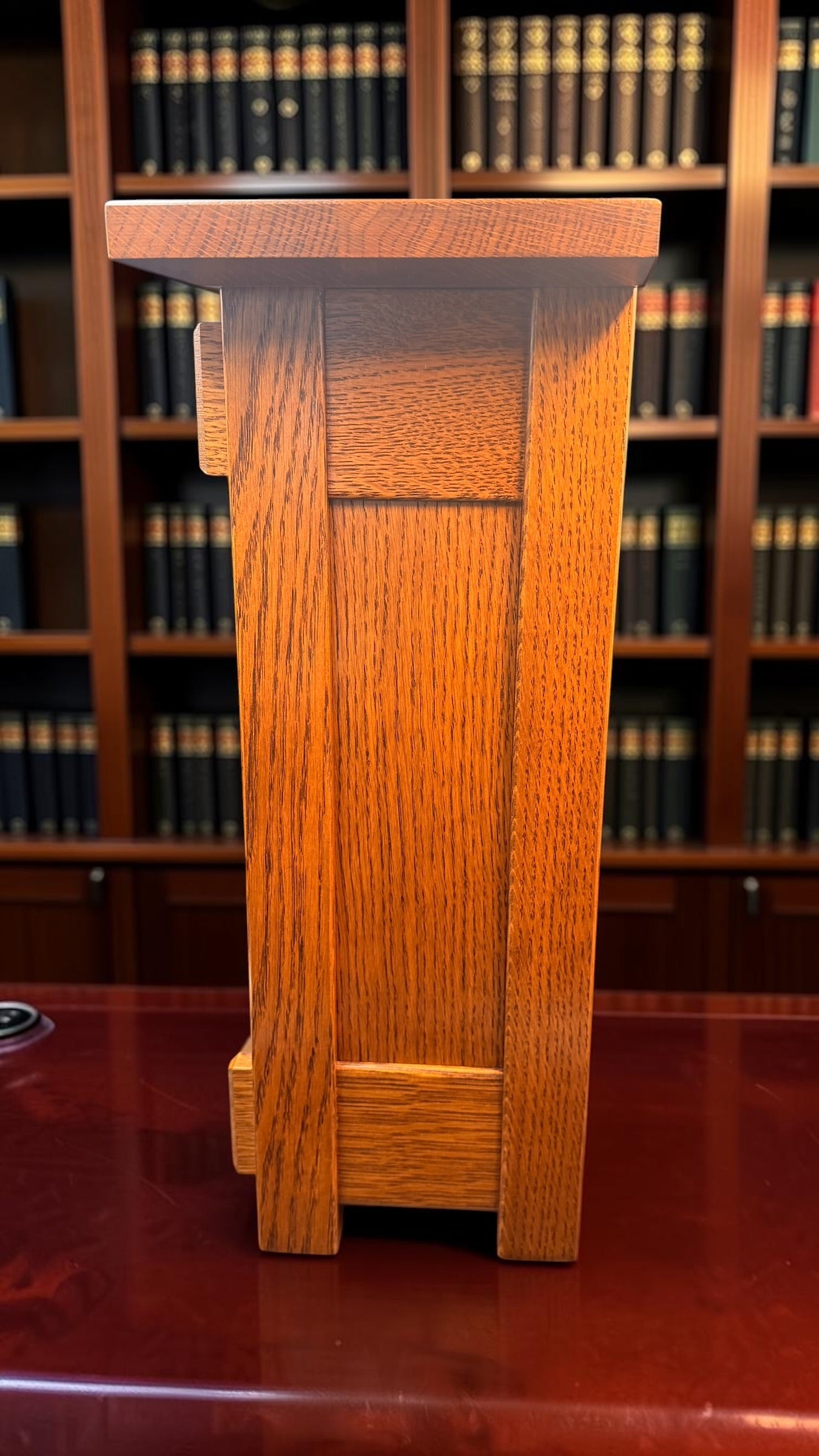 Handcrafted Mission Quarter-Sawn White Oak Mantel Clock by LaVern Bontrager – Westminster Chime – Beveled Glass
