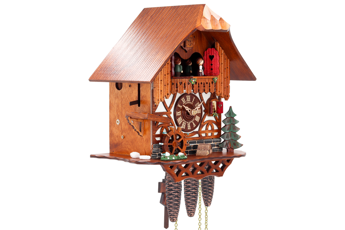 Anton Schneider MT 764/10 Mill Cottage cuckoo clock, side view