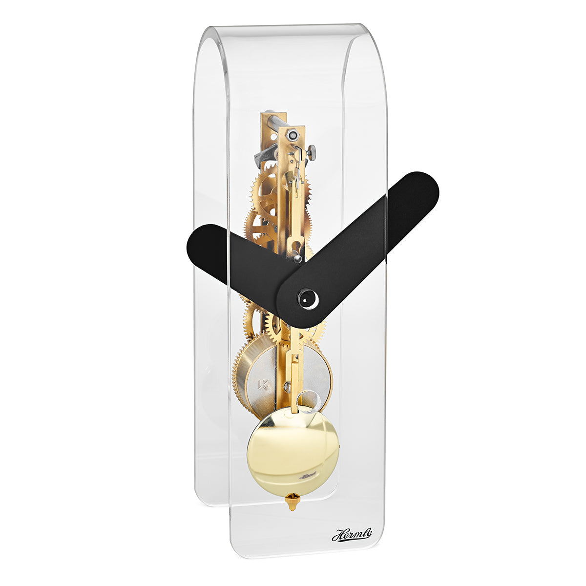 Hermle Miles desk clock in Black/Brass