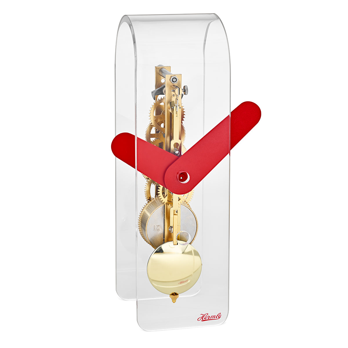 Hermle Miles desk clock in Red/Brass