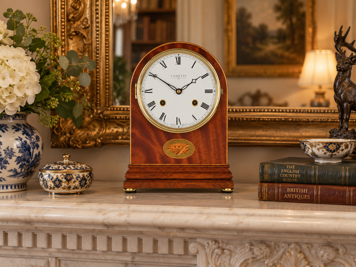 The Regency Arch-Top Mantel Clock – Mahogany, Bell Strike