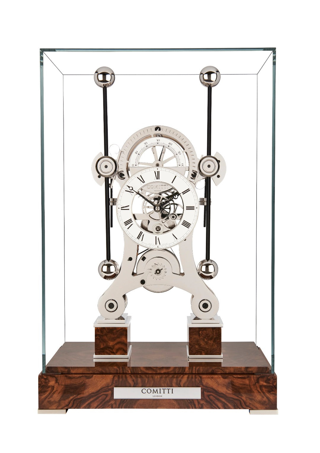 Comitti The Navigator – Rhodium & Burr Walnut – front view