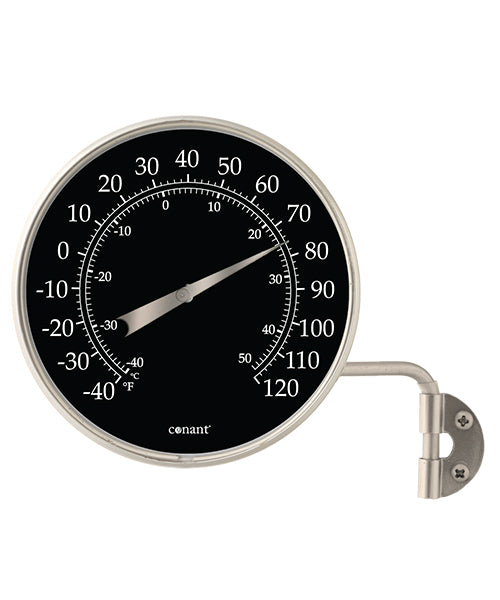 Weems & Plath Conant Décor High-Contrast Black 4-Inch Dial Thermometer in Satin Nickel