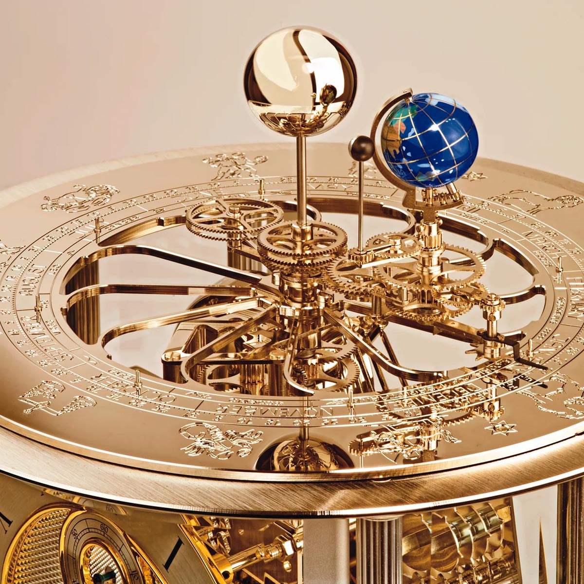 Hermle Tellurium Brass Mantel Clock