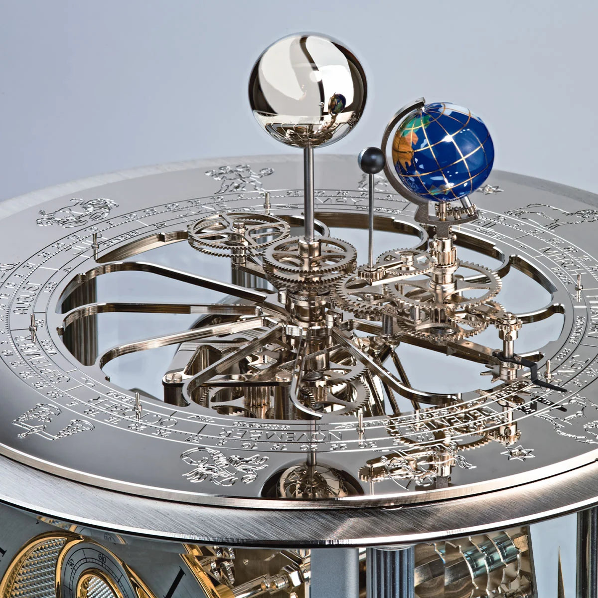 Hermle Tellurium Nickel Mantel Clock
