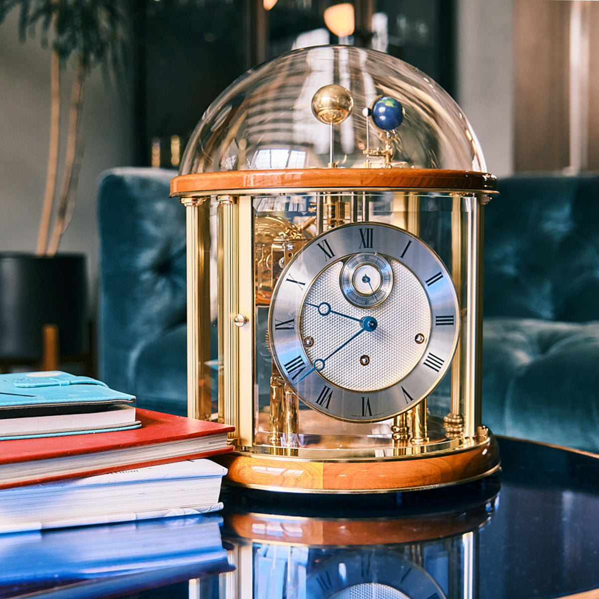 Hermle Tellurium Brass Mantel Clock
