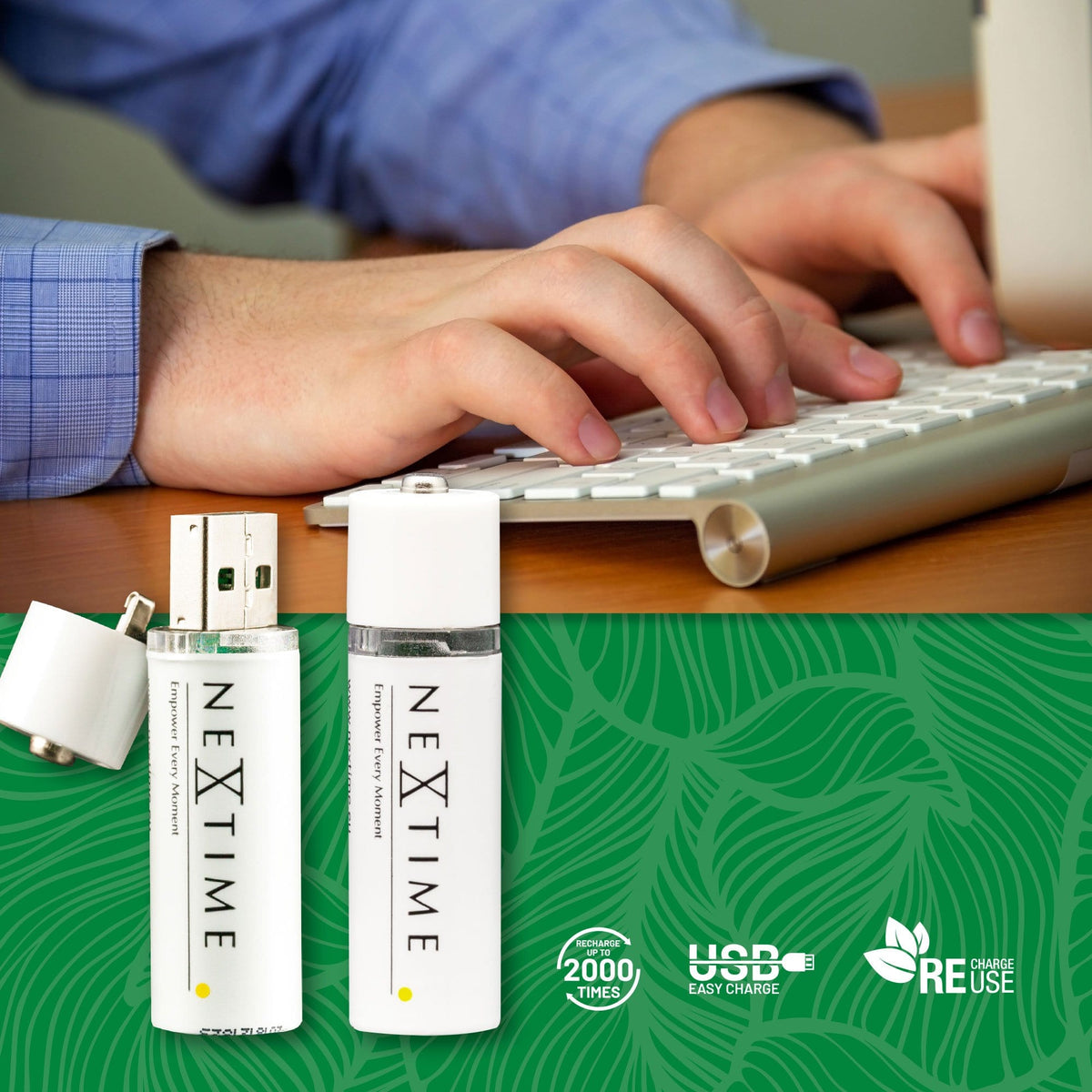 NeXtime rechargeable USB AA battery features and use