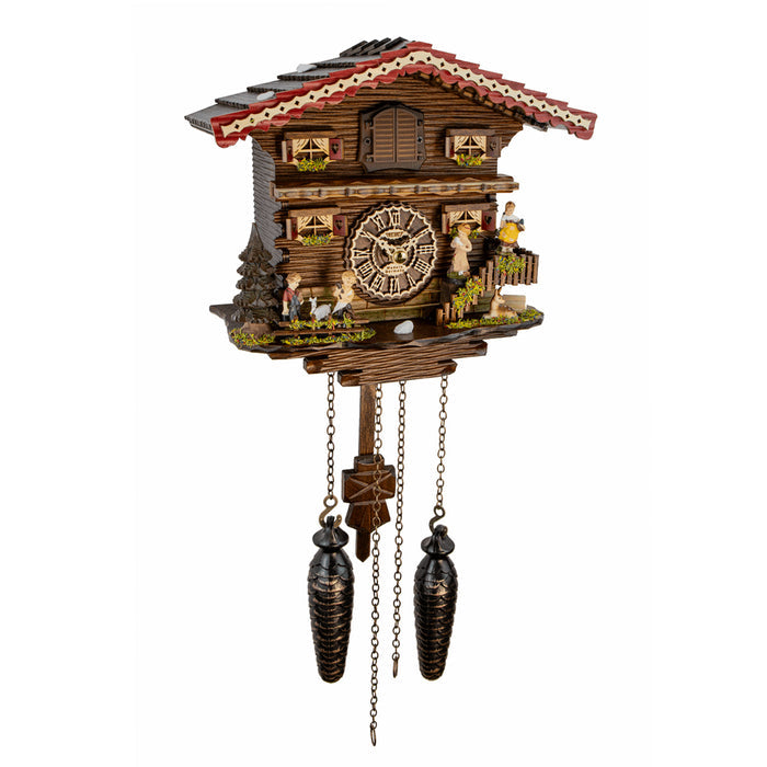 Trenkle Waldmarchen German cuckoo clock with chalet family and deer scene