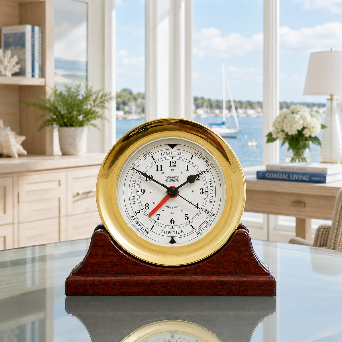Weems & Plath Atlantis Time & Tide Clock on matching Weems & Plath mahogany base