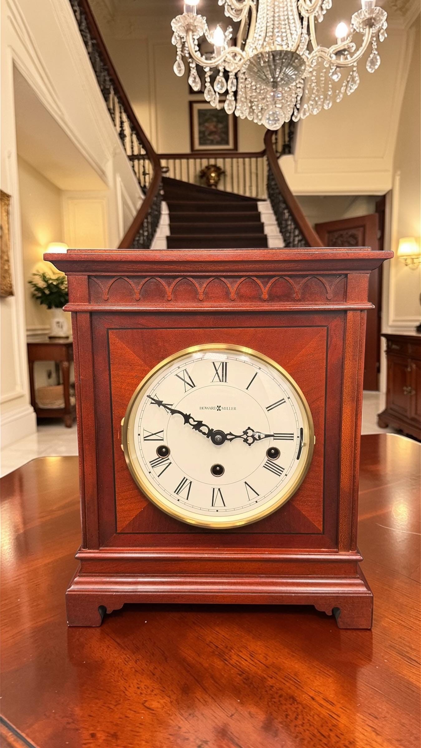 Howard Miller Mahogany Mantel Clock – Hermle Triple Chime Movement