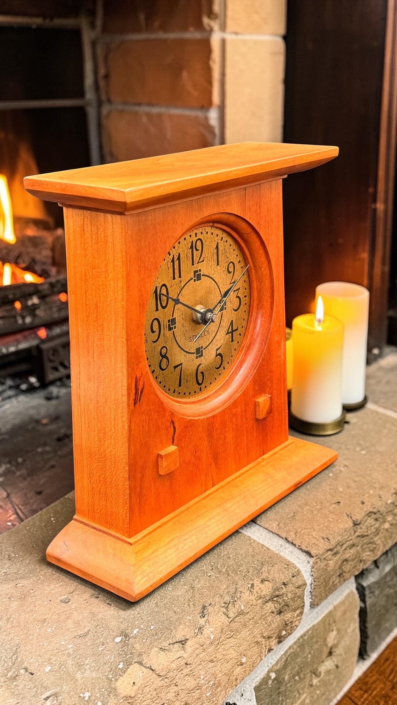 Stickley Mission Oak Mantel Clock – Arts & Crafts Style – Quartz Movement
