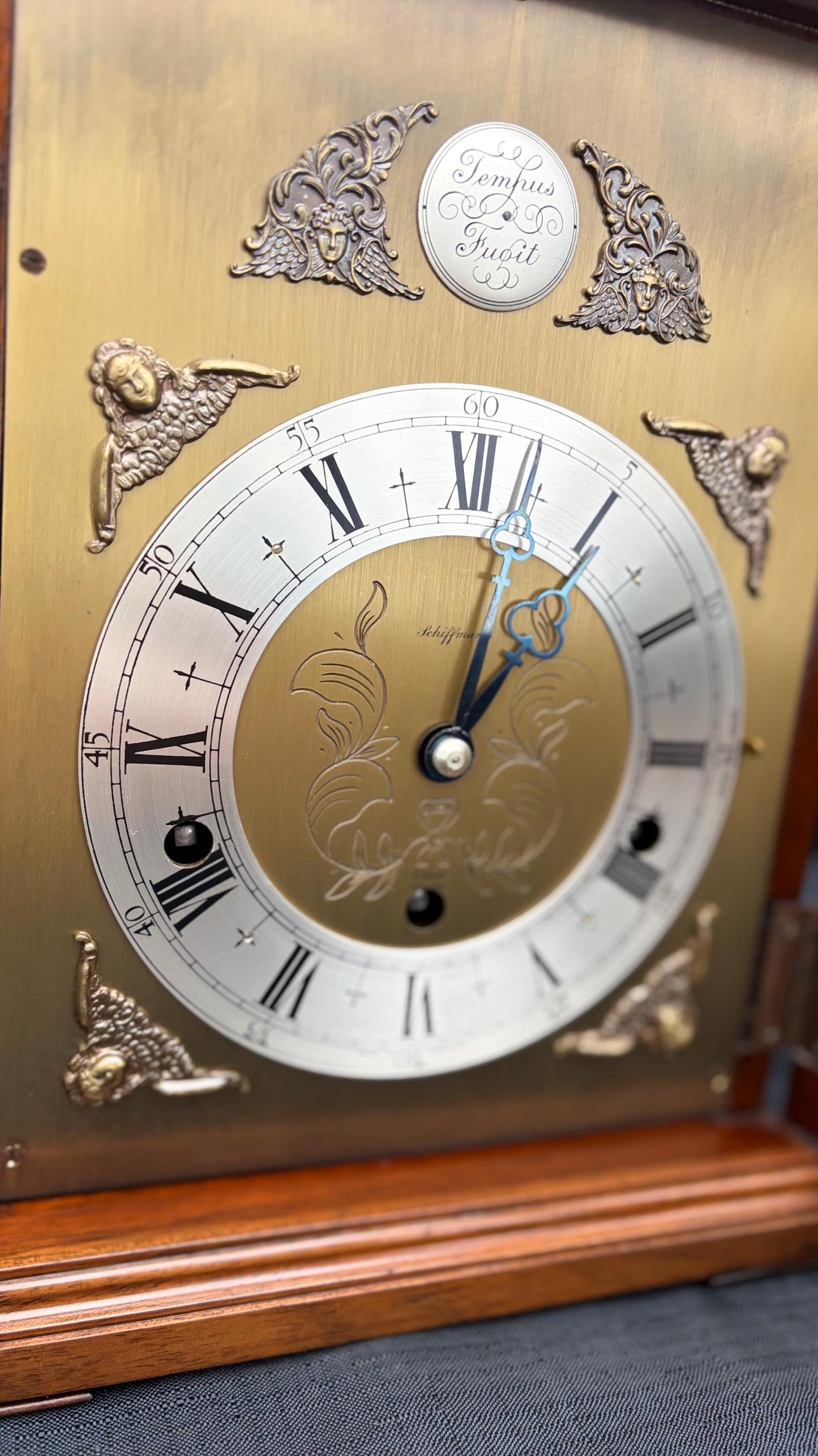 English Elliott Dual-Chime Mantel Clock – Westminster & Whittington – Auto Night Shutoff – Made in England