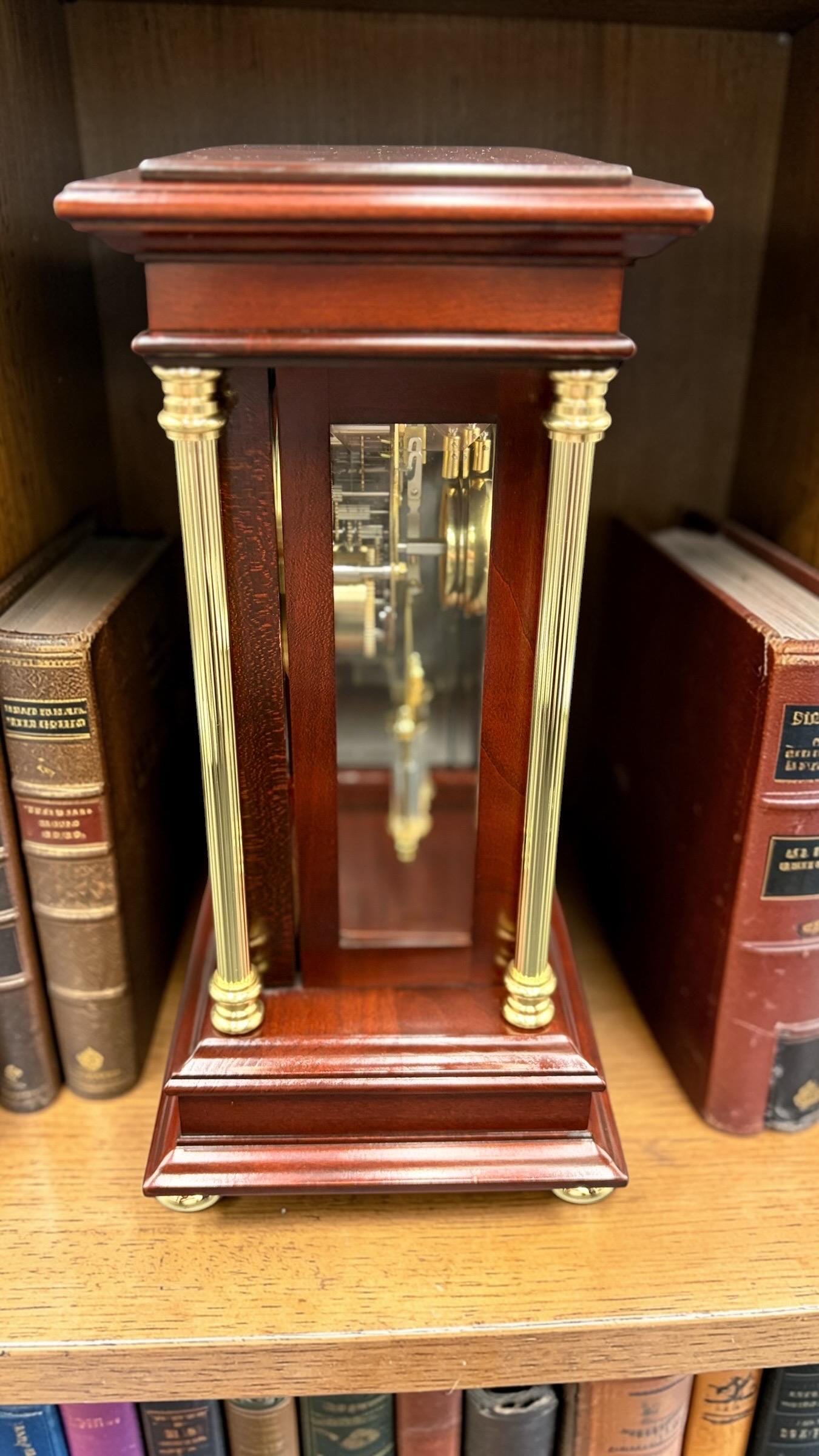Howard Miller Crystal Regulator Mantel Clock • 1990s Hermle Mechanical Movement