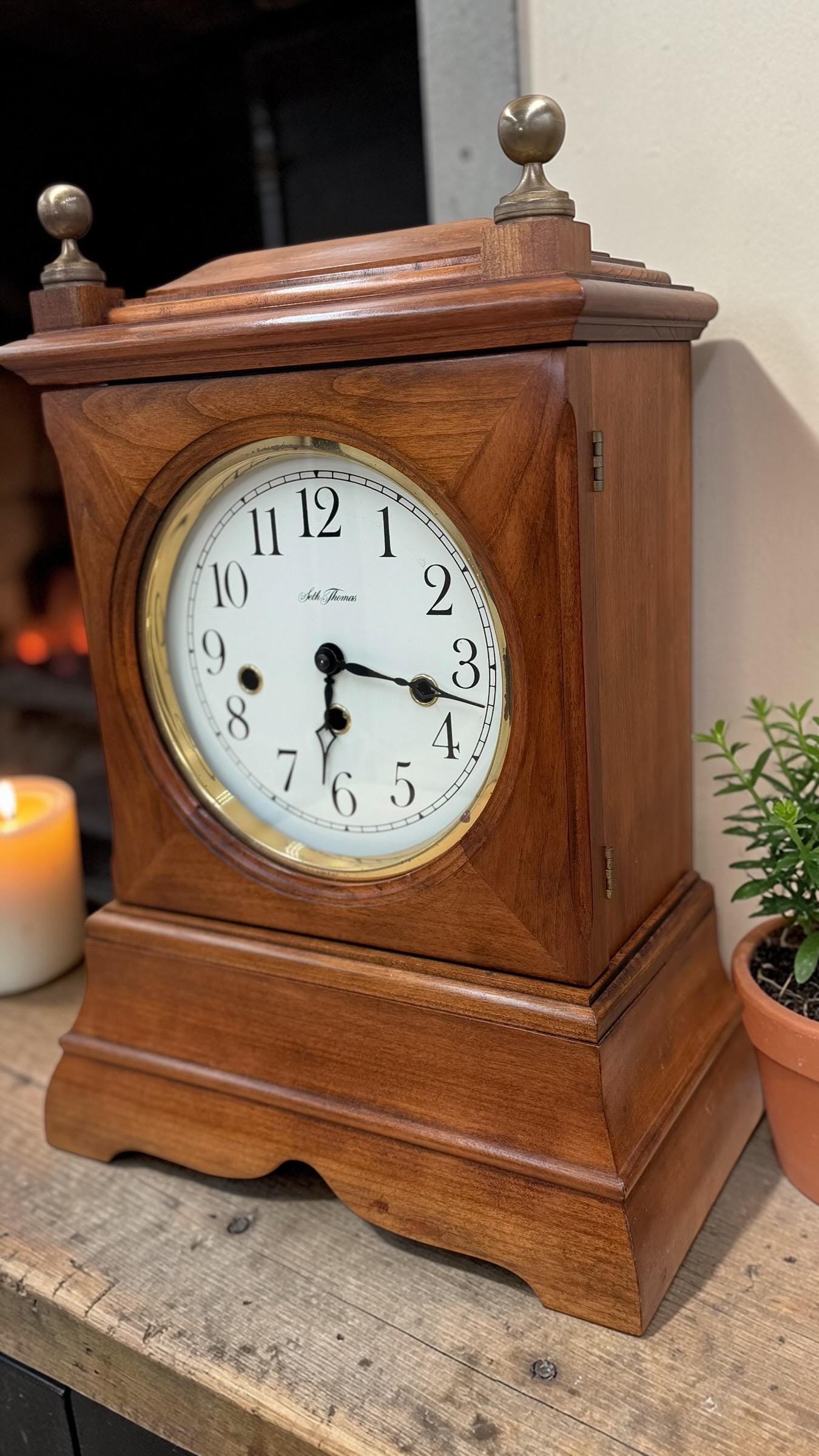 Seth Thomas Westminster Mantel Clock – New Hermle Movement – Classic Hardwood Case