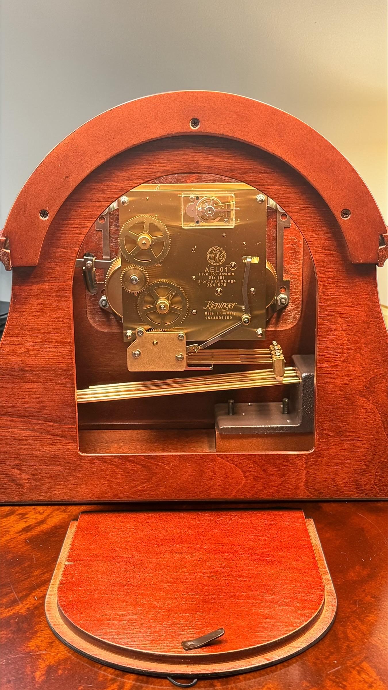 Howard Miller Barrett Mantel Clock – Cherry Tambour Case, Kieninger Westminster Chime