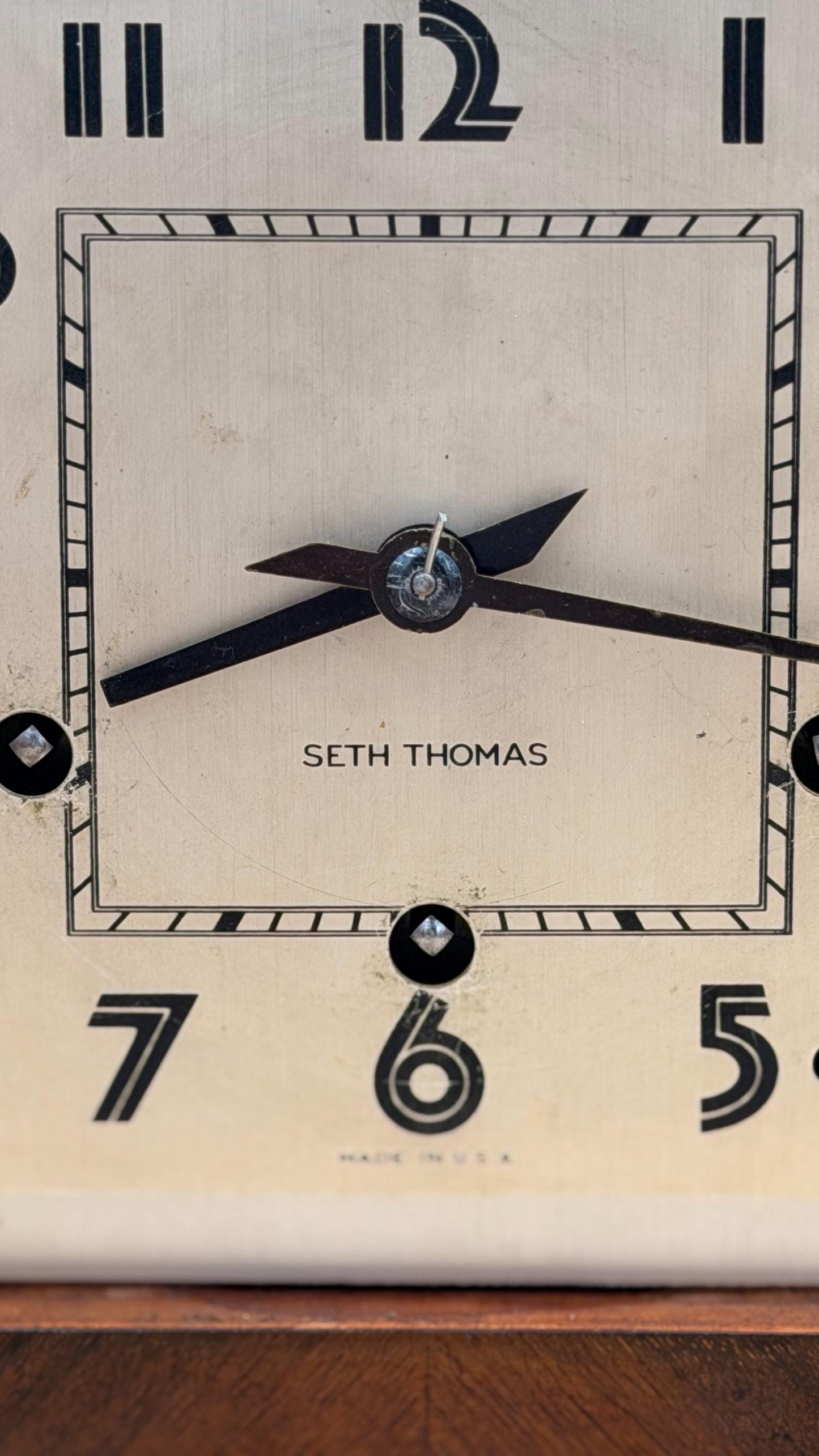 Vintage Seth Thomas “Chime 57” Mantel Clock – Art Deco Chevron Case - Needs Service