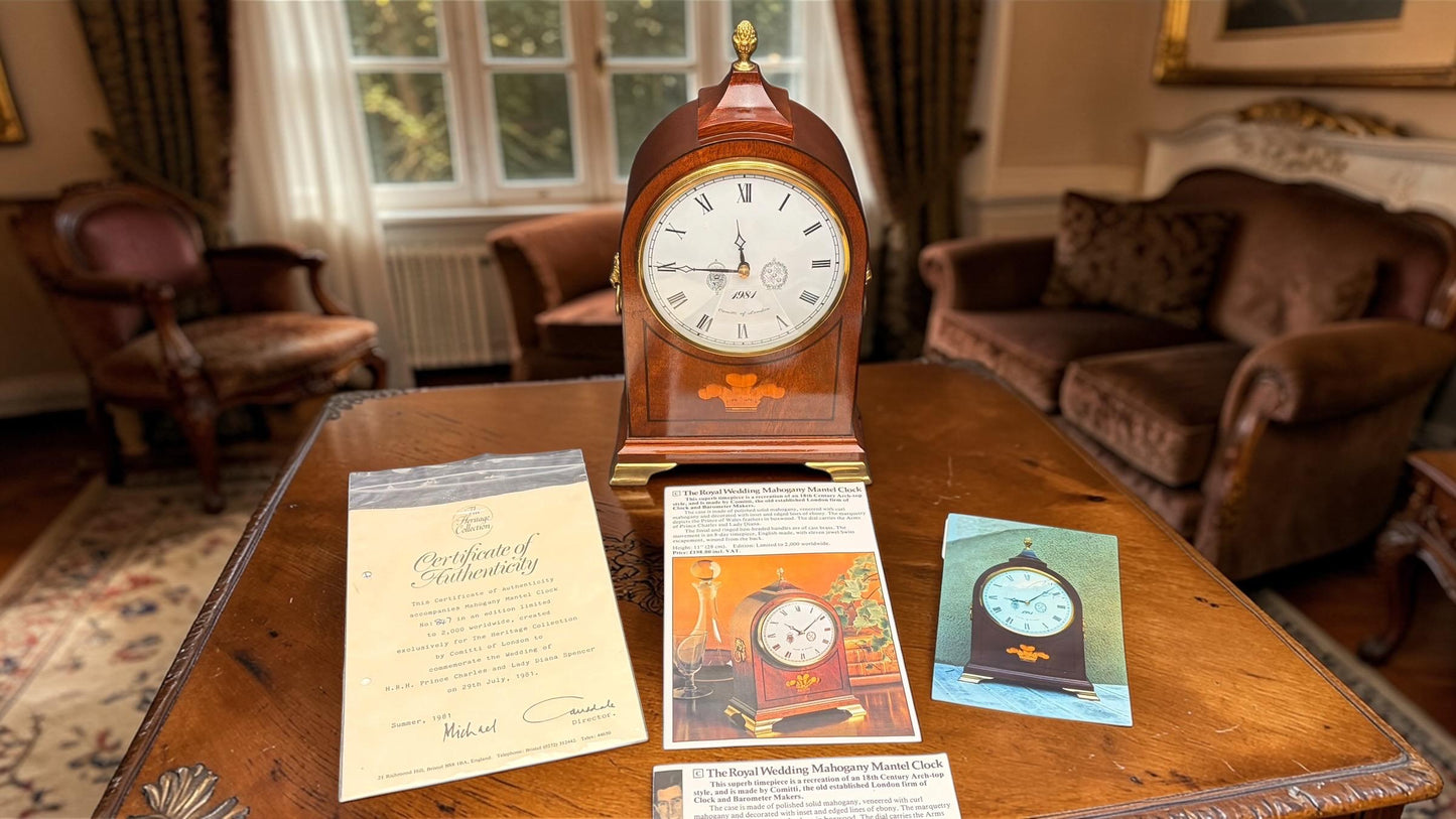 1981 Royal Wedding Mahogany Mantel Clock – Comitti, Limited Edition