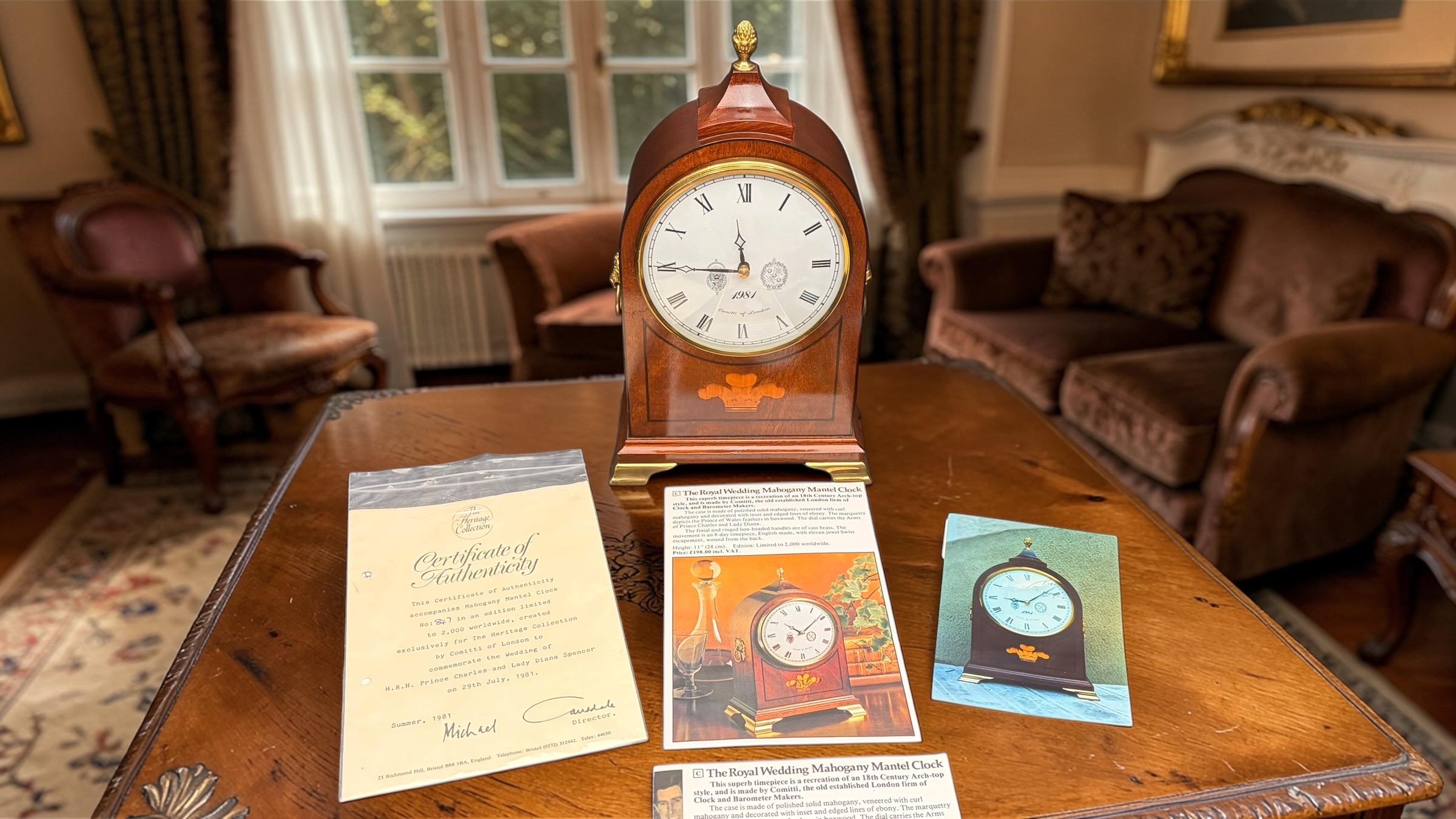Comitti 1981 Royal Wedding Mantel Clock – Limited Edition Mahogany Clock