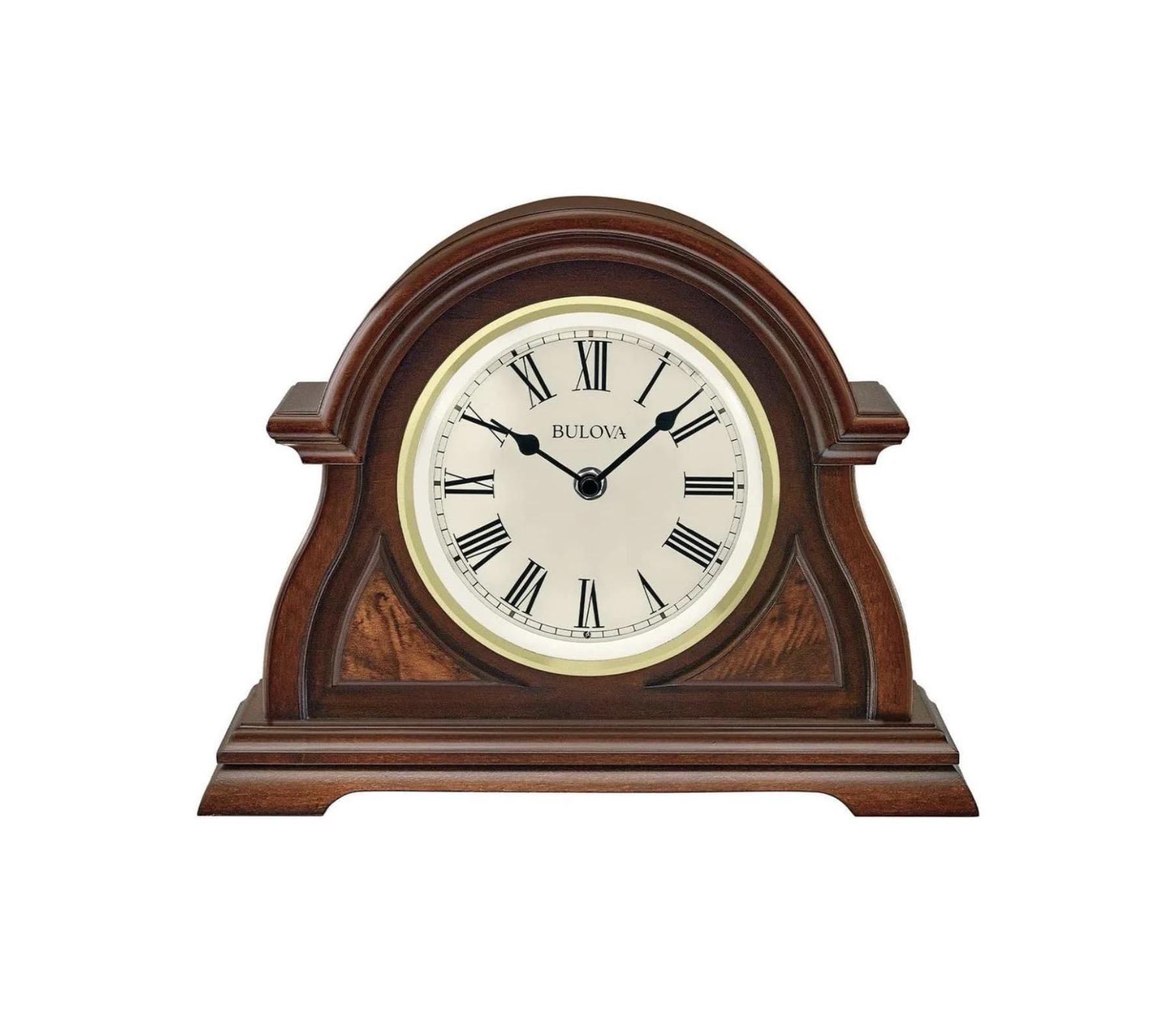 Bulova Bostonian Mantel Clock – Triple Chime Tambour Hardwood Case