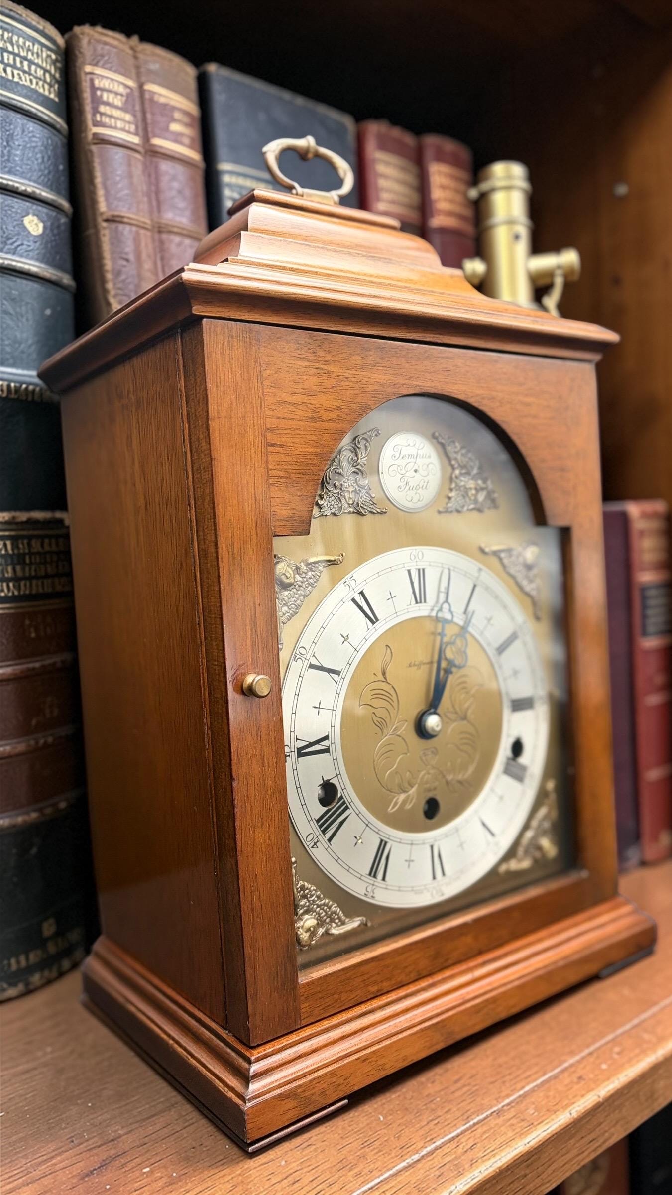 English Elliott Dual-Chime Mantel Clock – Westminster & Whittington – Auto Night Shutoff – Made in England