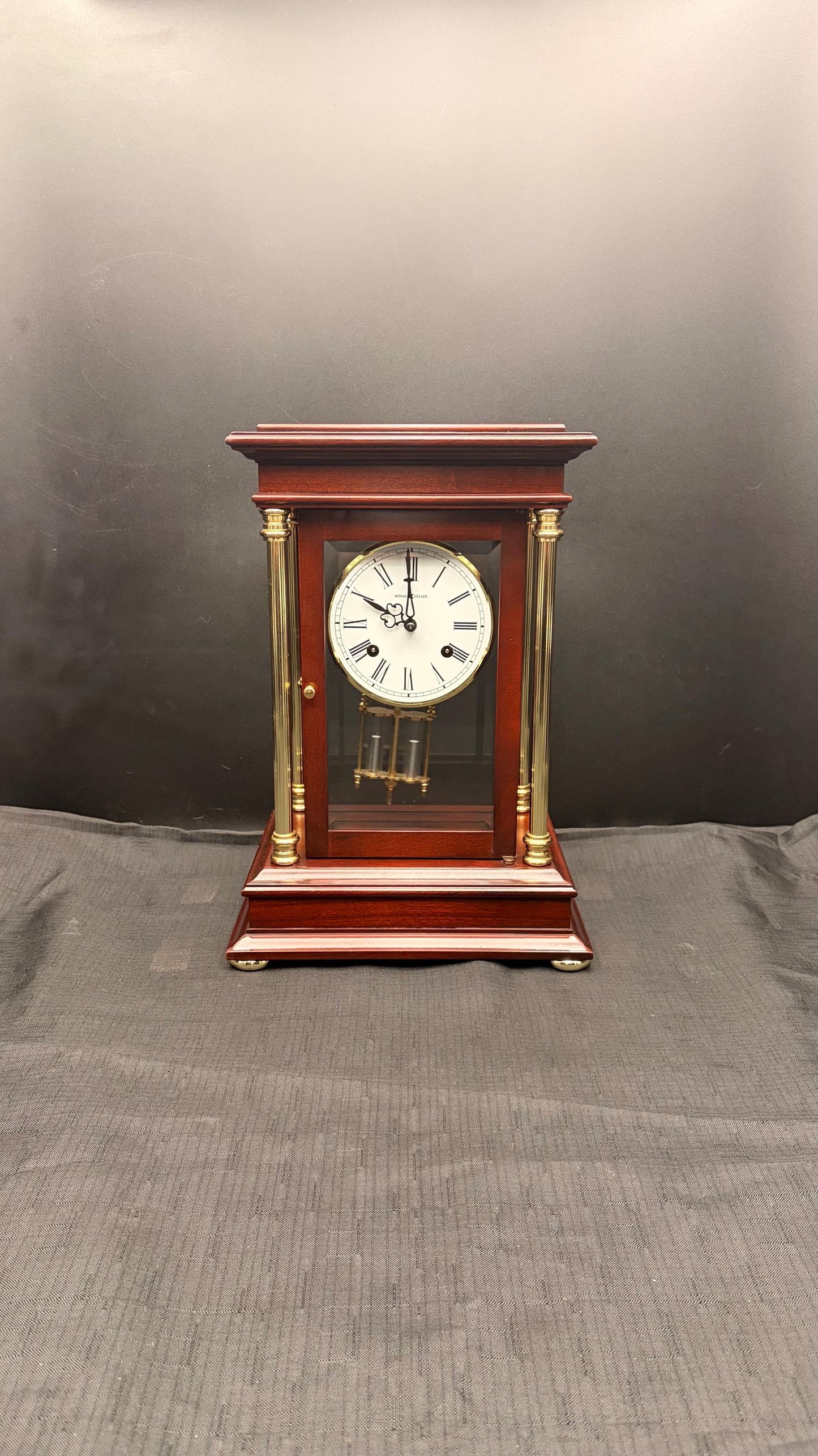 Howard Miller Crystal Regulator Mantel Clock • 1990s Hermle Mechanical Movement