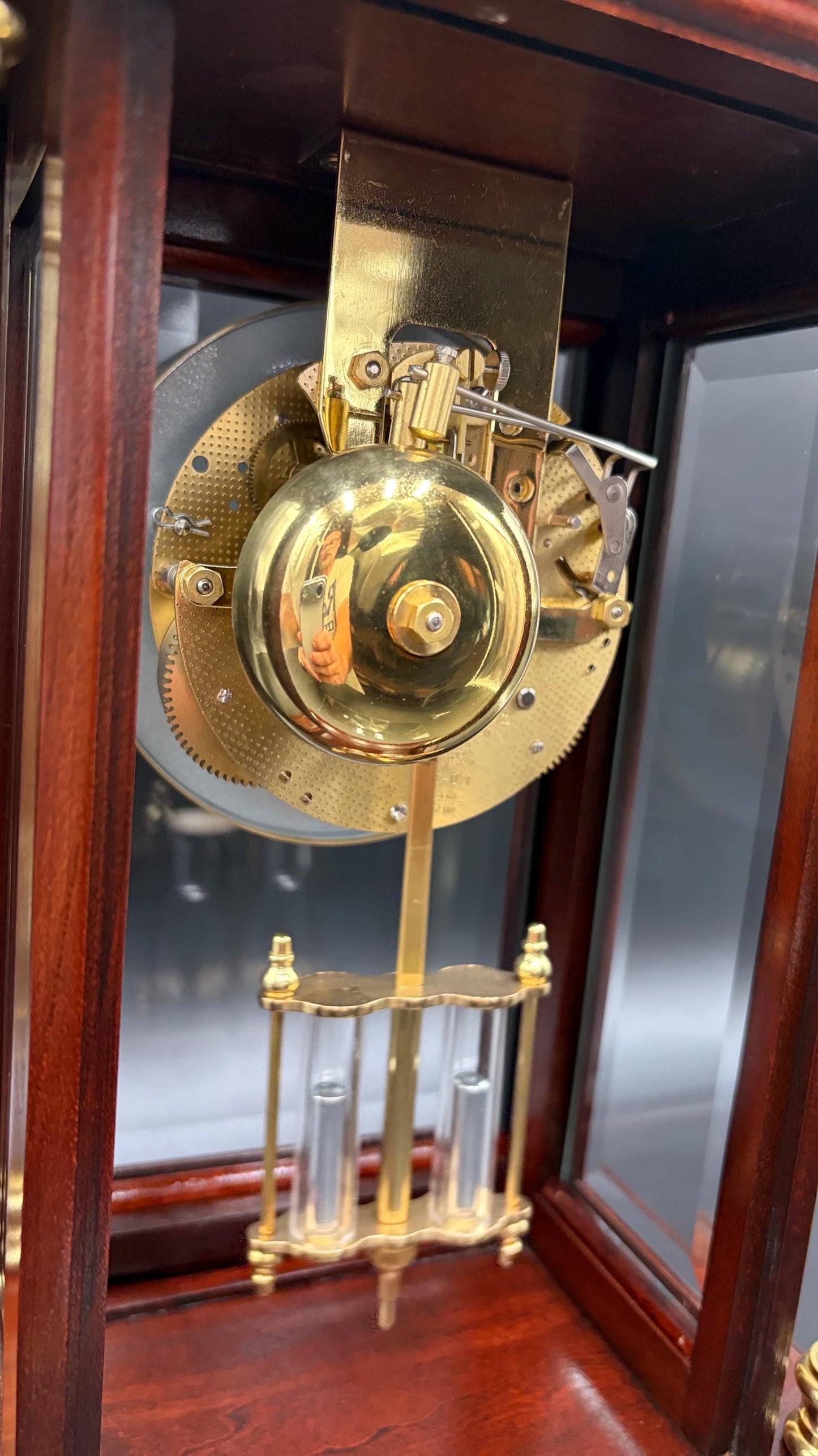 Howard Miller Tribute Crystal Regulator Mantel Clock 613-580 • Vintage 1990s Mechanical Hermle Movement • Collector-Grade with Key