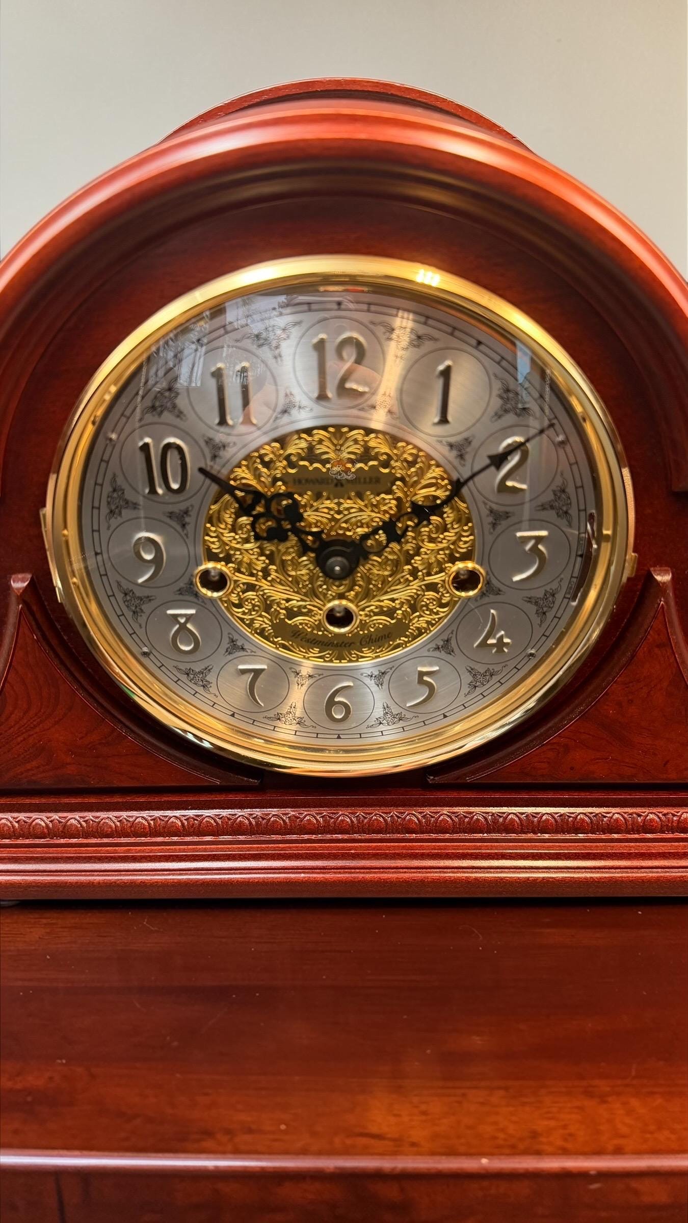 Howard Miller Barrett Mantel Clock – Cherry Tambour Case, Kieninger Westminster Chime