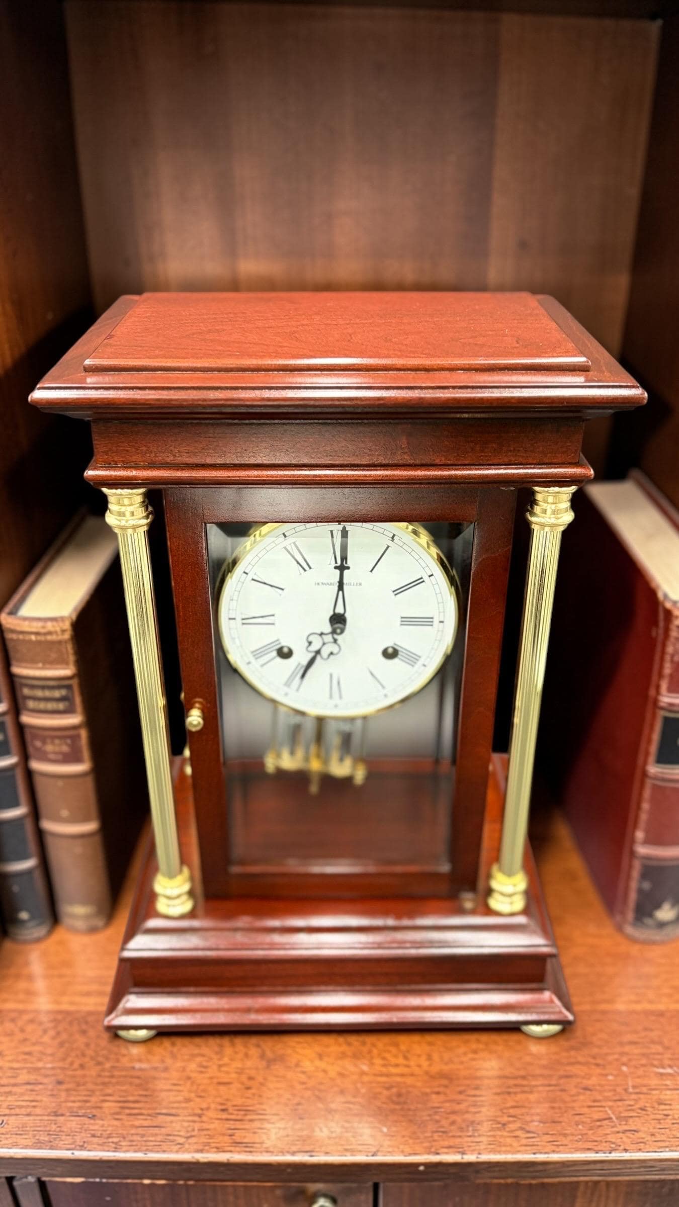 Howard Miller Crystal Regulator Mantel Clock • 1990s Hermle Mechanical Movement