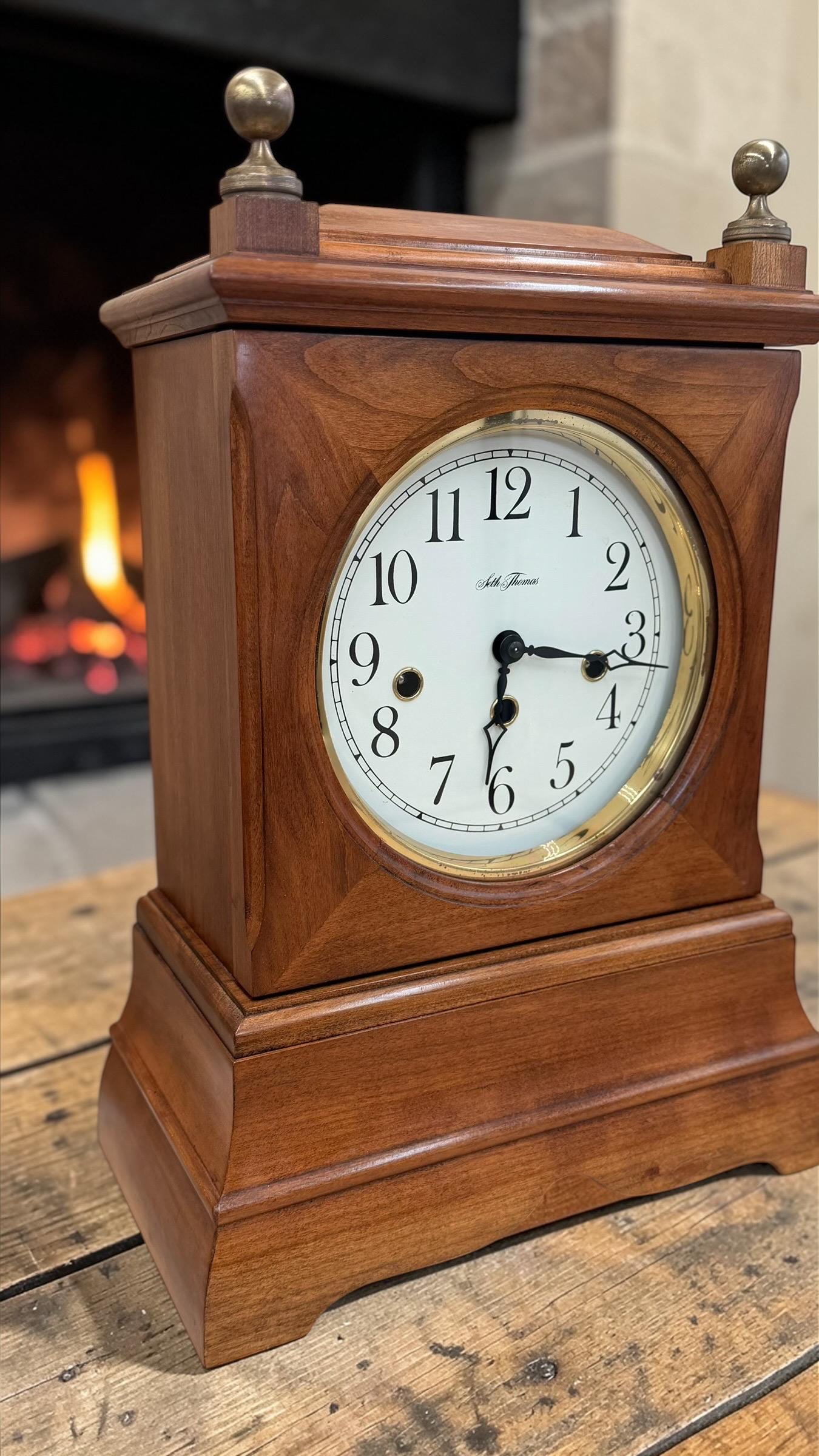 Seth Thomas Westminster Mantel Clock – New Hermle Movement – Classic Hardwood Case