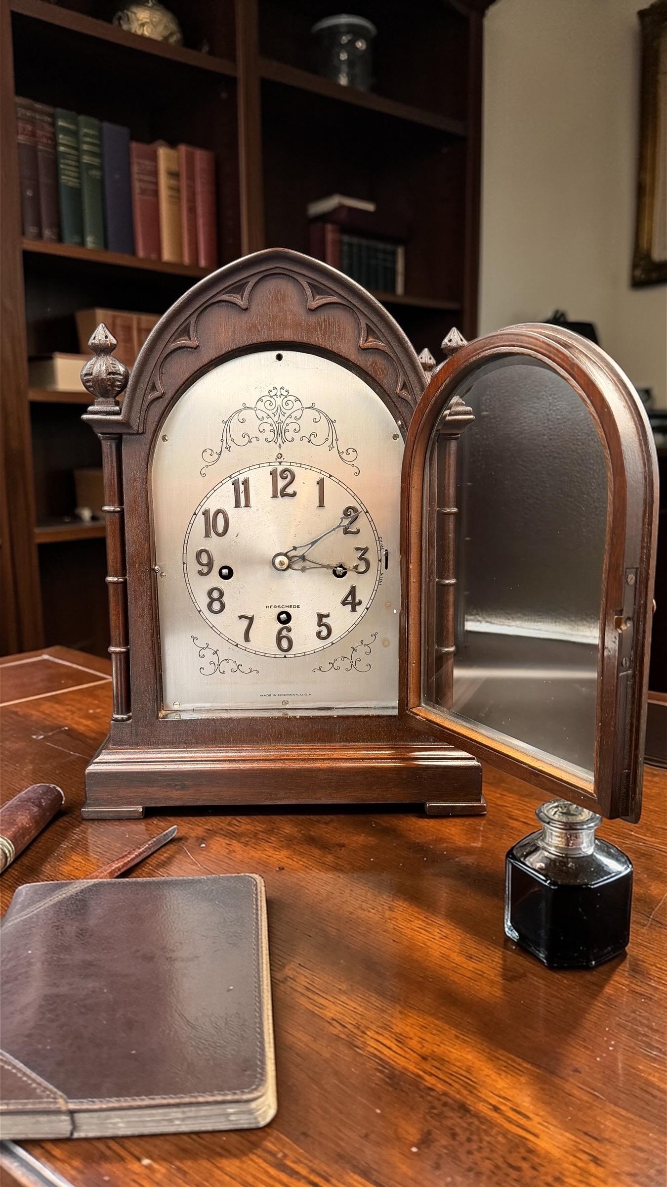 Antique Herschede Westminster Chime Mantel Clock Working Cincinnati USA