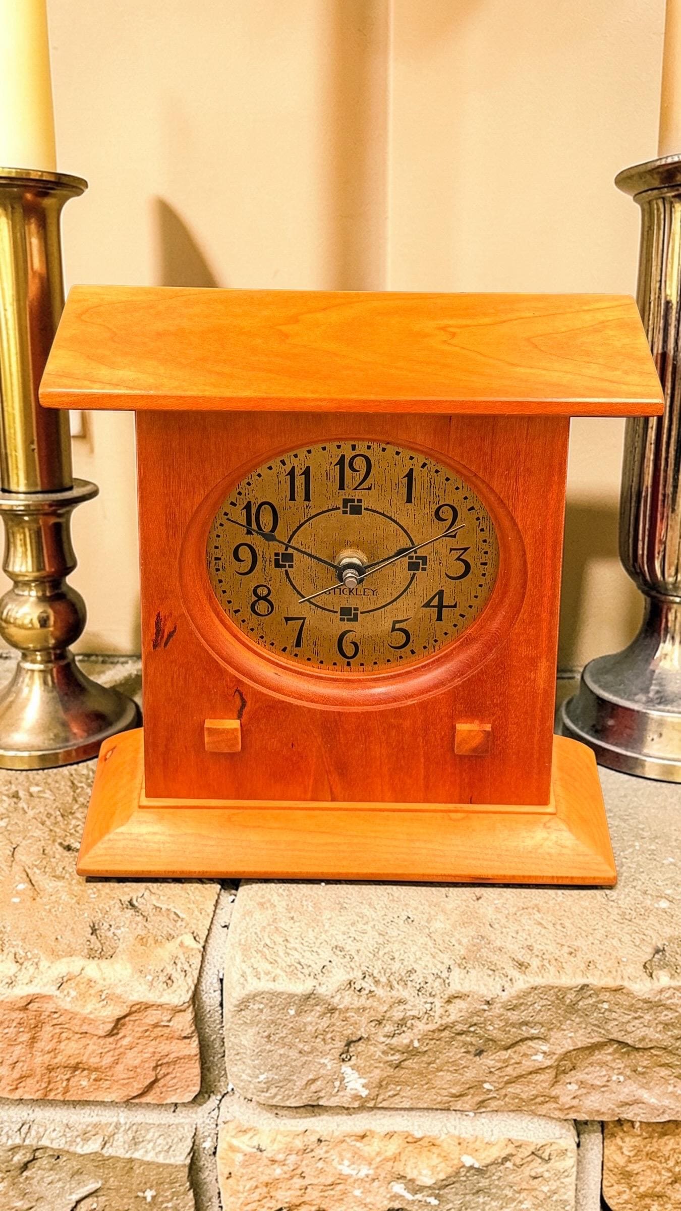 Stickley Mission Oak Mantel Clock – Arts & Crafts Style – Quartz Movement