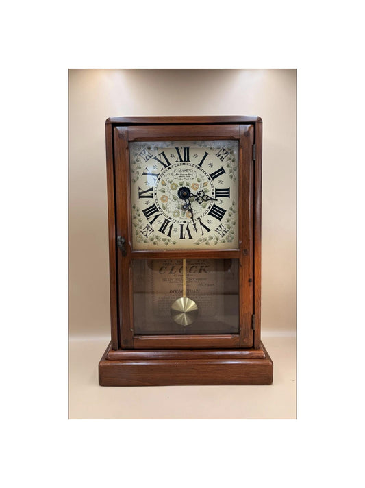 Antique New England Clock Co. Pine Shelf Clock — Time-Only — Running & Serviced