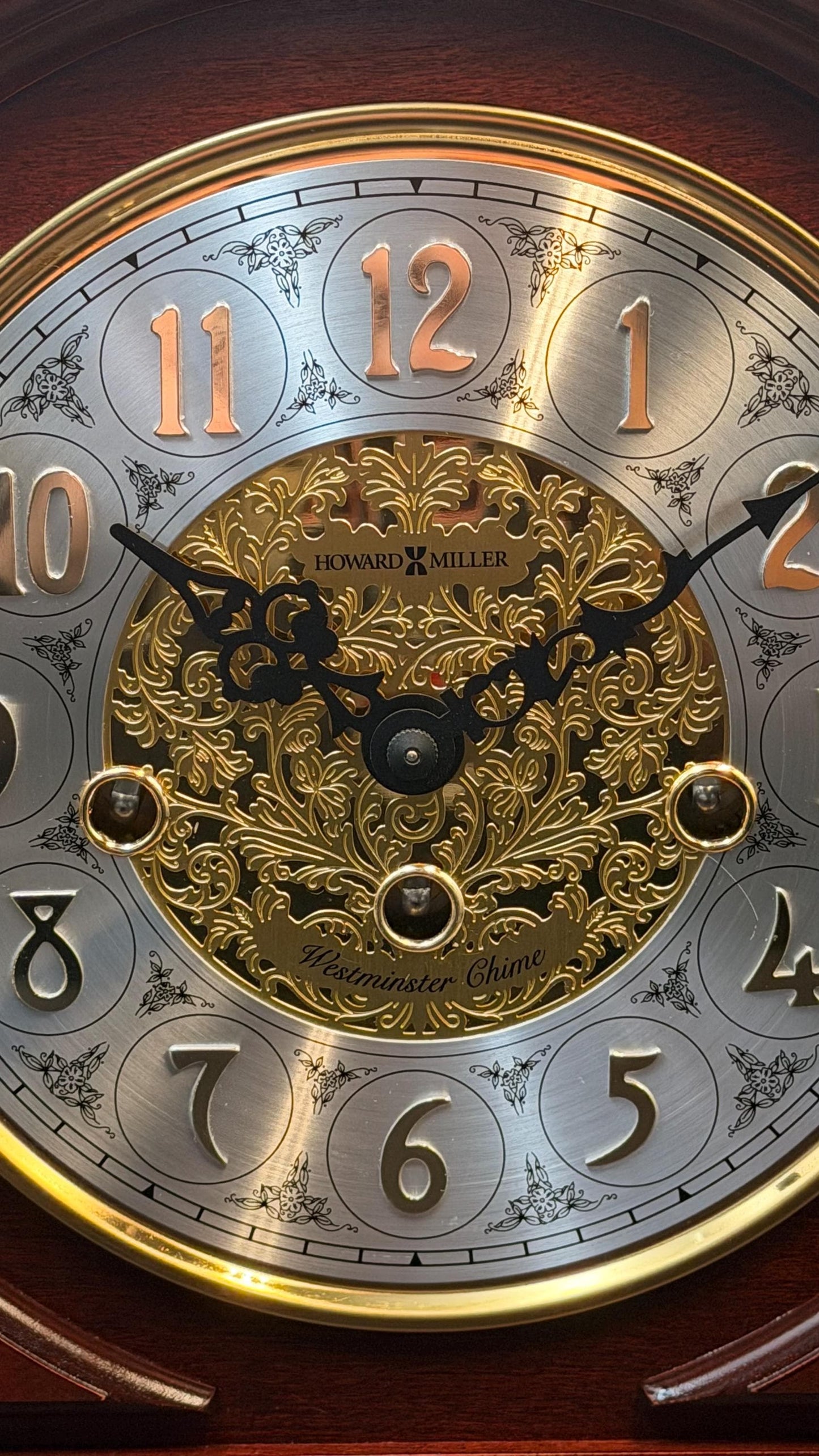 Howard Miller Barrett Mantel Clock – Cherry Tambour Case, Kieninger Westminster Chime