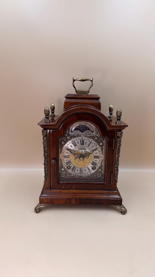 Antique Warmink (Wuba) Dutch Mantel Clock – Moon Phase Dial – Bell Strike – Serviced & Working