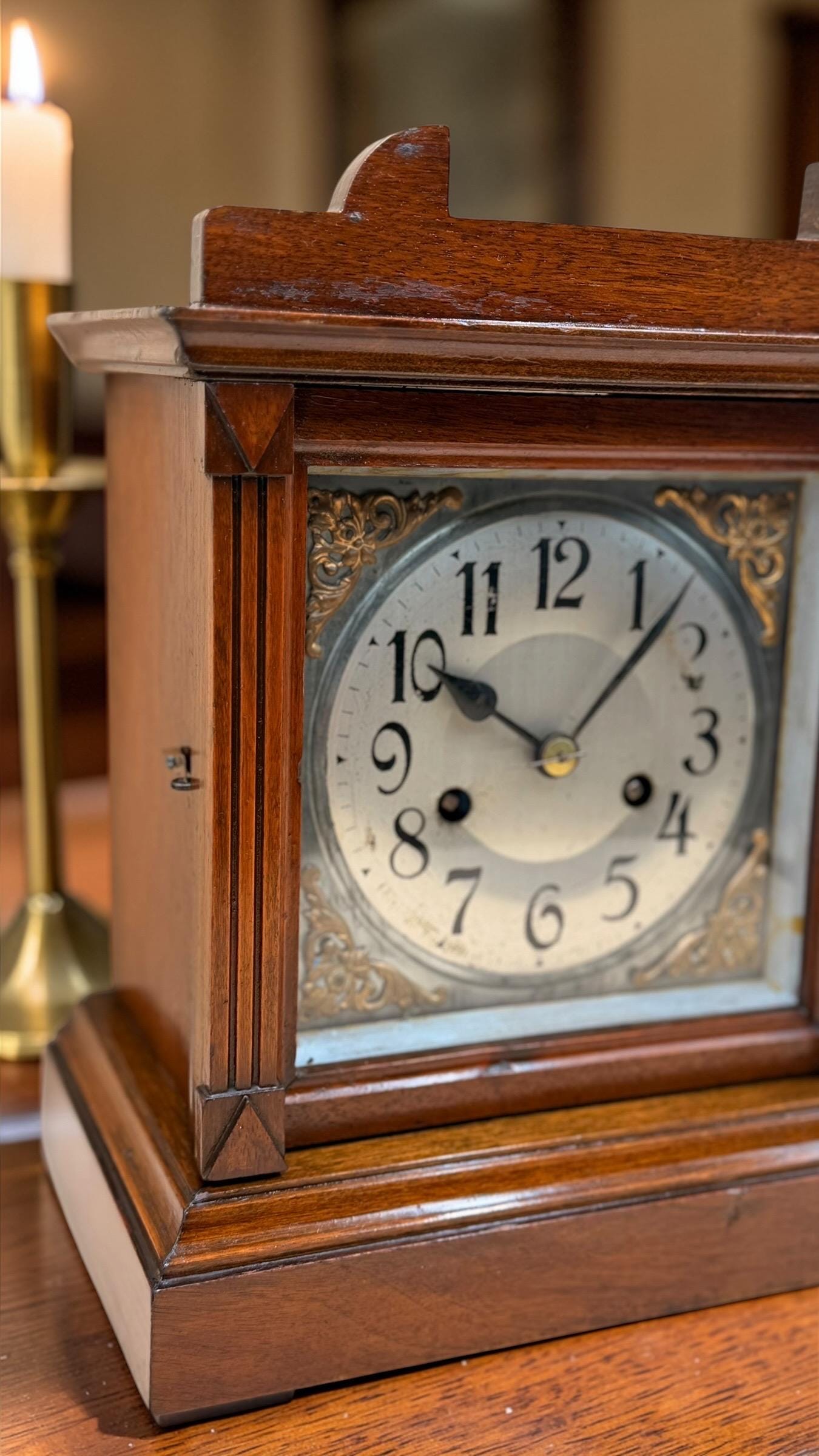 Antique German Mantel Clock c. 1915–1930 – Badische (Baduf) – Striking Shelf Clock – Serviced