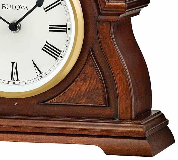 Bulova Bostonian Mantel Clock – Triple Chime Westminster Tambour Hardwood Case