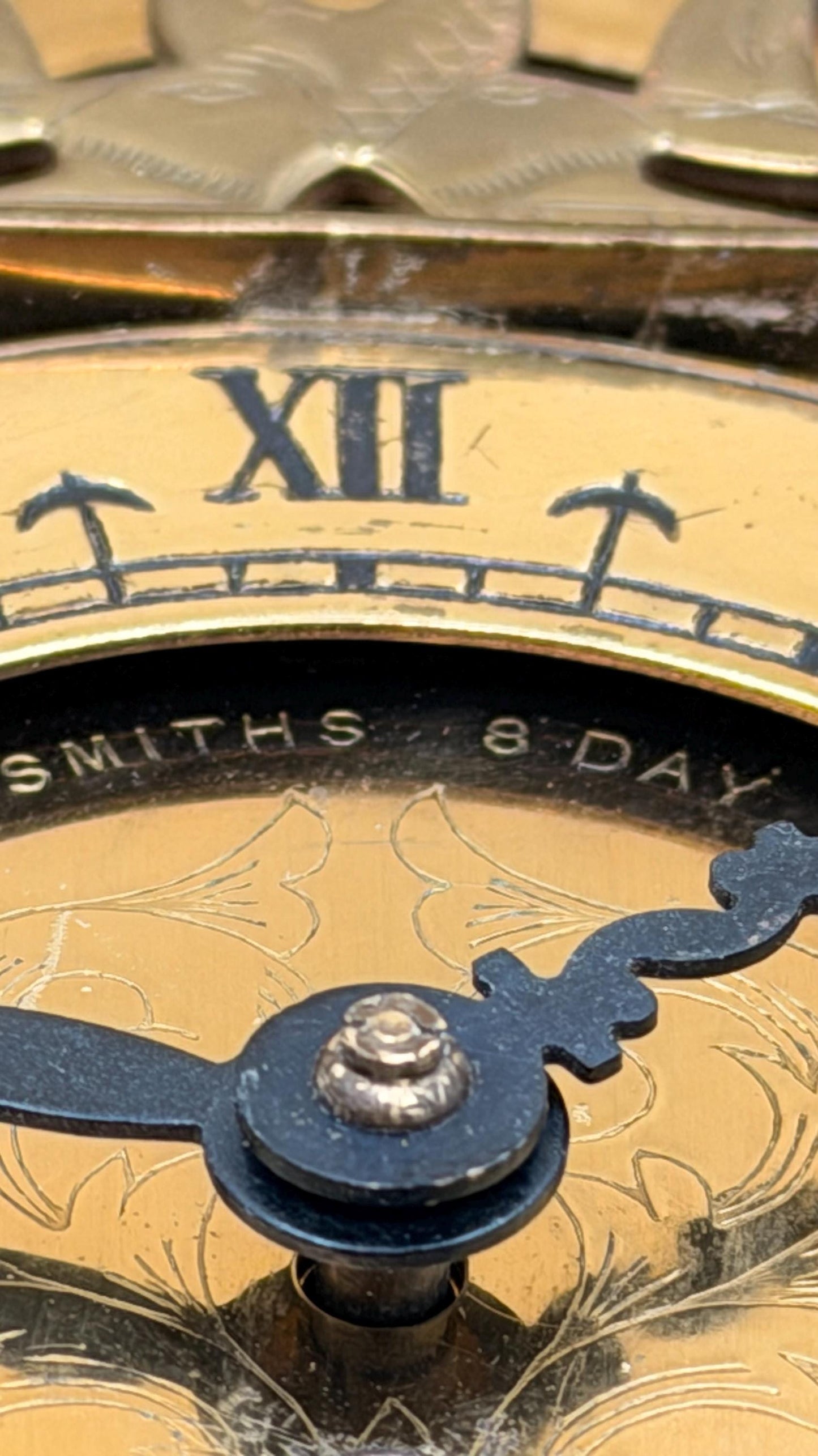 Vintage Smiths Miniature Brass Mantel Clock | Jeweled Dome, Key Wind