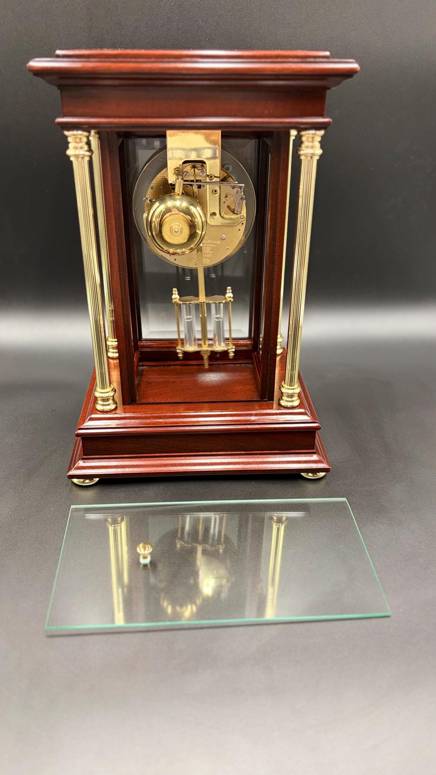 Howard Miller Tribute Crystal Regulator Mantel Clock 613-580 • Vintage 1990s Mechanical Hermle Movement • Collector-Grade with Key