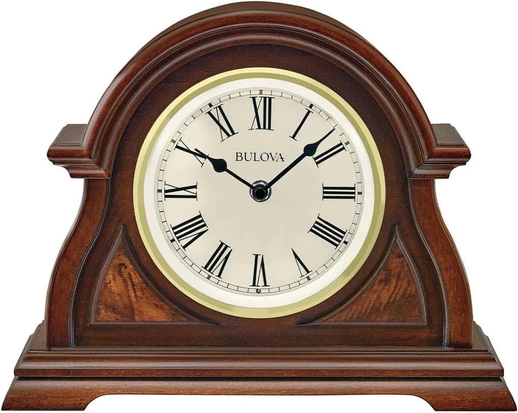Bulova Bostonian Mantel Clock – Triple Chime Tambour Hardwood Case