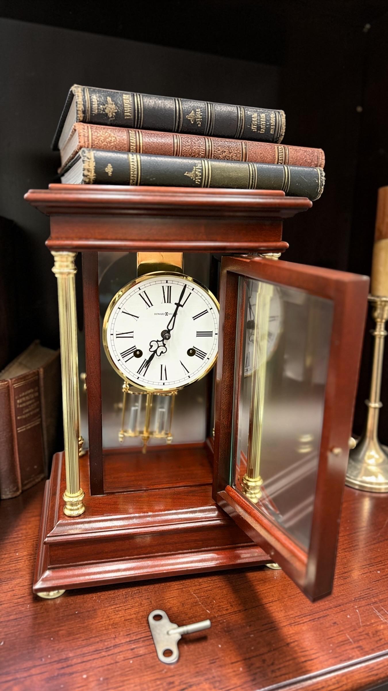 Howard Miller Crystal Regulator Mantel Clock • 1990s Hermle Mechanical Movement