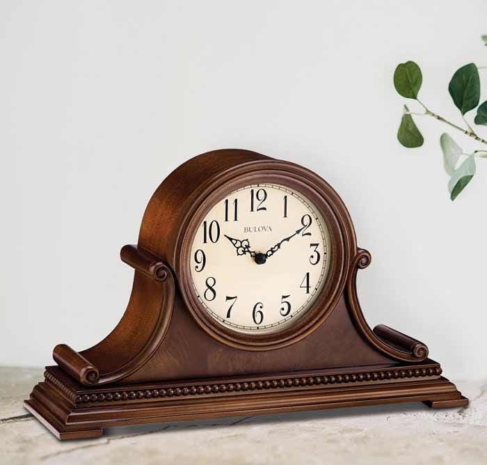 Bulova Ashville Mantel Clock B1514 | Wood Case, Triple Chime Westminster Ave Maria Bim Bam