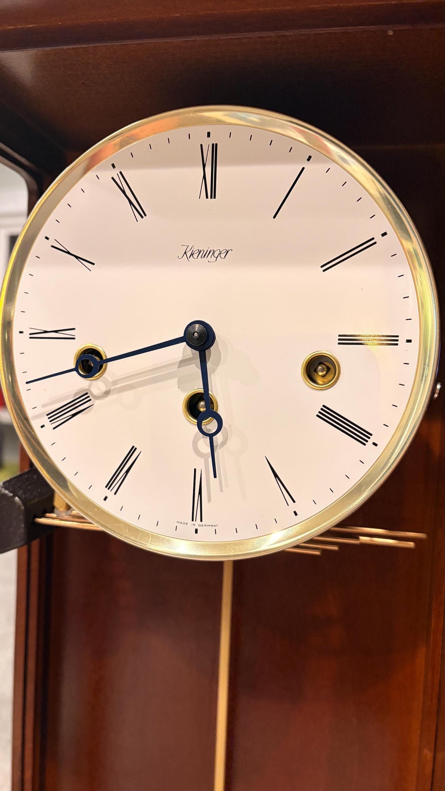 Vintage Kieninger Walnut Wall Clock – German Made Pendulum Clock
