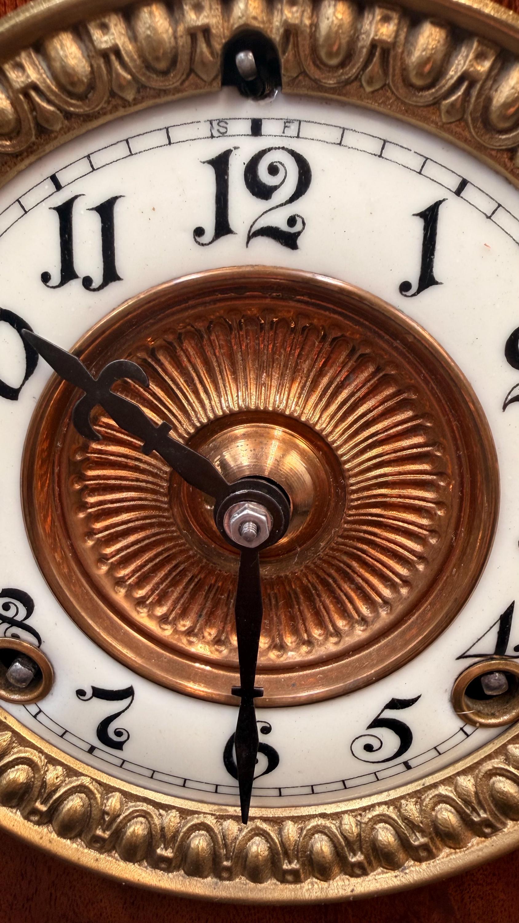 Antique Bracket Clock with Ansonia Movement: Working 8-Day Time and Strike Shelf Clock