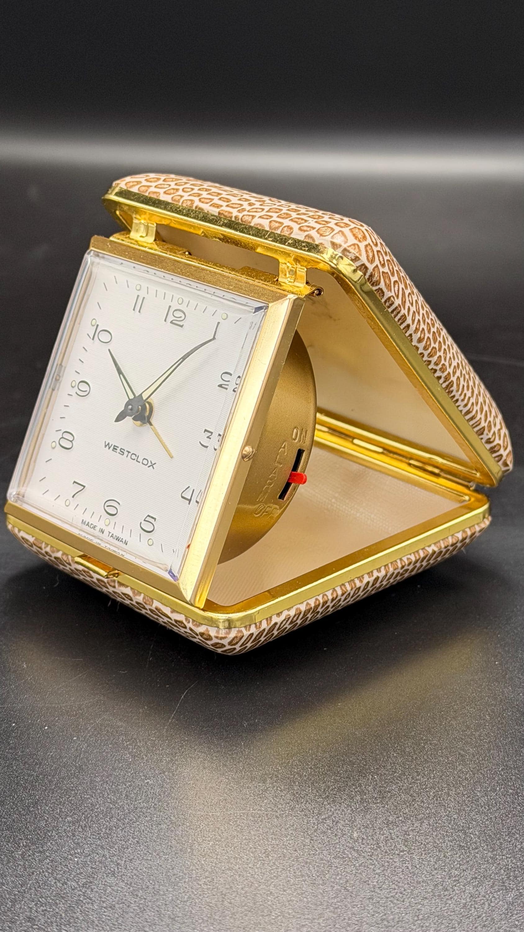 Vintage Westclox Travel Alarm Clock – Folding Case, Mechanical Wind Up (1970s)